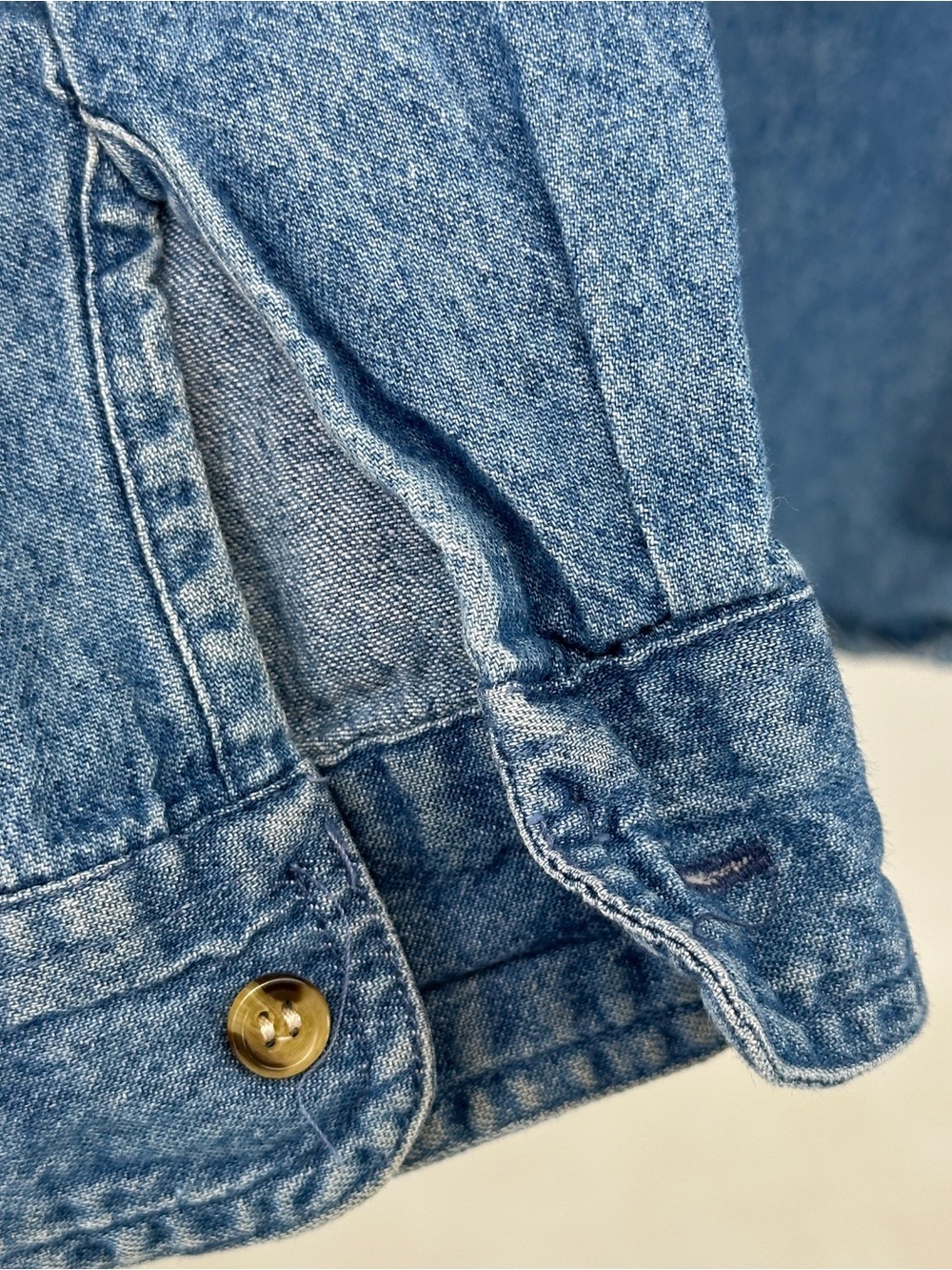 Vintage Medium Denim Button-Up Shirt Patchwork Embroidered Blue Americana - Picture 2 of 9